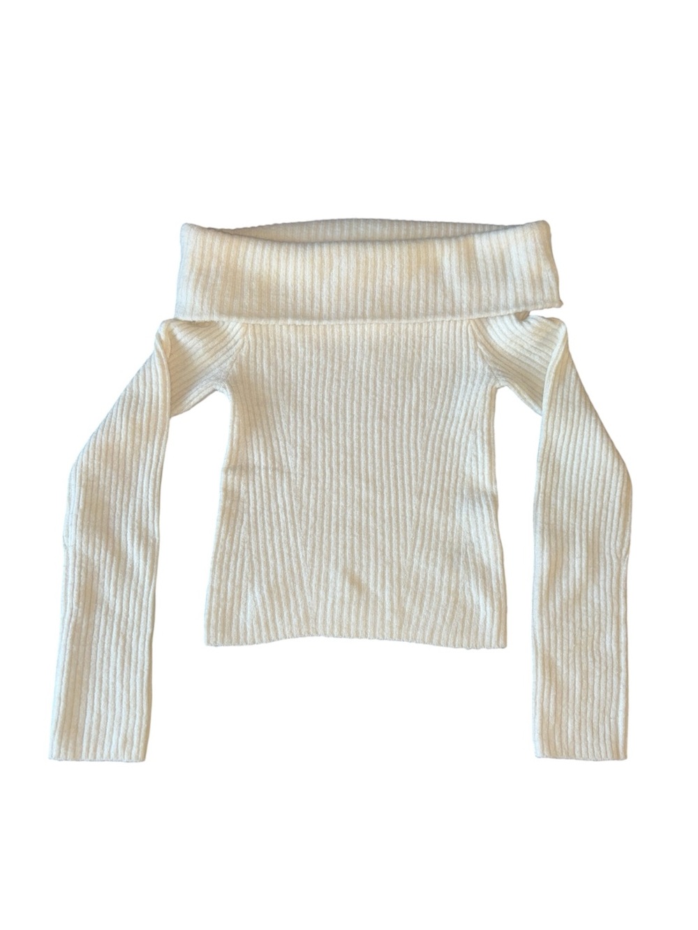 H&M Cream Off-the-Shoulder Ribbed Sweater Top Size Small